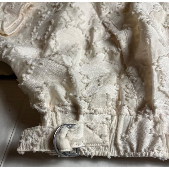 Anthropologie Cropped Lace Bomber Jacket Cream Embroidered Textured Small - Picture 7 of 13